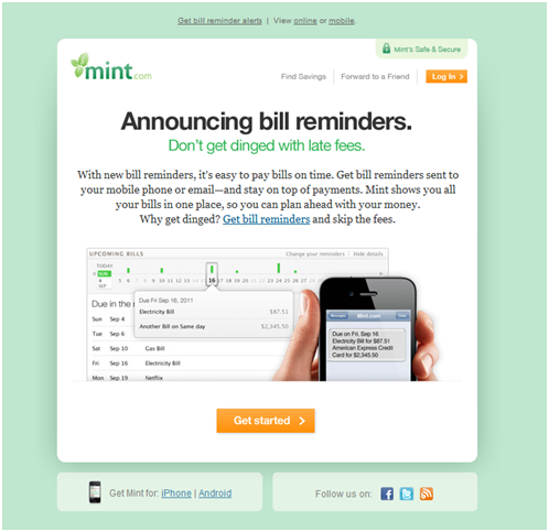 Mint.com Email Example