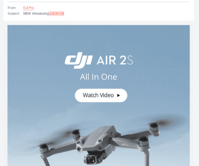 DJI product description using videos in email campaigns